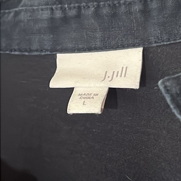 J.Jill Linen & Embroidered Front Navy Blue Tunic, Sz Large - Picture 6 of 9